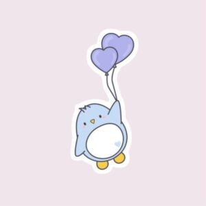 Penguin With Balloons - Sticker