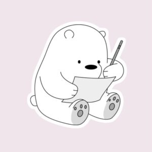 Ice Bear Studying - Sticker