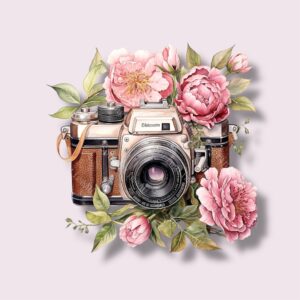 Camera With Roses - Sticker