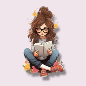 Girl Reading Book - Sticker