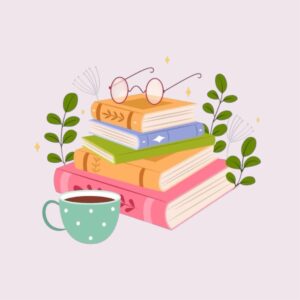 Book Pile With Glasses - Sticker