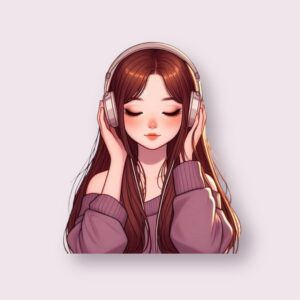 Girl With Headphones - Sticker